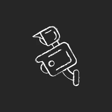 Floodlight camera chalk white icon on dark background Stock Illustration