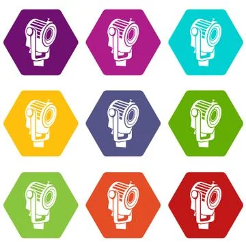 Floodlight icons set 9 Stock Illustration