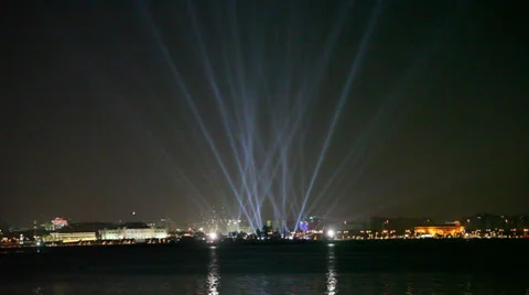 Floodlight show in Doha, Qatar Stock Footage 33891232