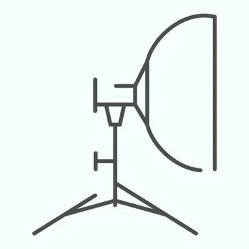 Floodlight thin line icon. Lamp to power light for photography vector Stock Illustration