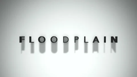 Floodplain 3D title animation matte black text on a white background Stock Footage 300717233