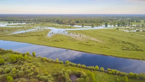 Floodplain of the river Prypyat in spring Stock Footage 112766513