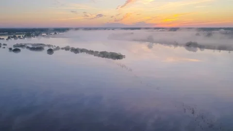Floodplain of the river Prypyat in spring Stock Footage 112767421