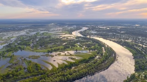 Floodplain of the river Prypyat in summer Stock Footage 113762718