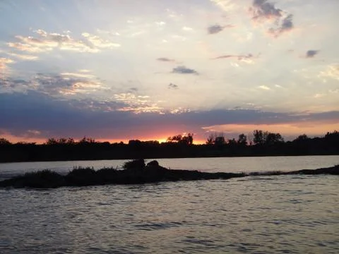 Floodplain at sunset Stock Photos