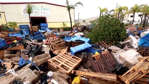 The floods affect homes in San Martín del Tesorillo (Cádiz), Tesorillo (Cádiz),  Stock Footage 328429988