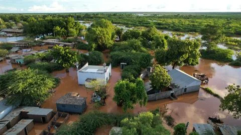 Floods drone view Stock Photos