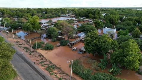 Floods drone view Stock Photos