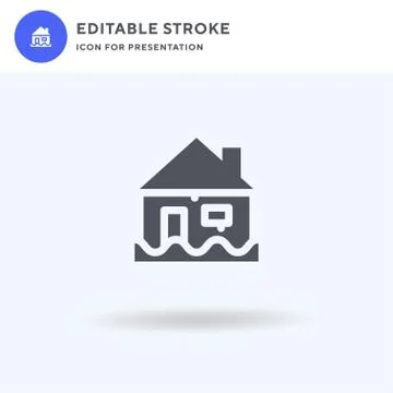 Floods icon vector, filled flat sign, solid pictogram isolated on white, logo Stock Illustration