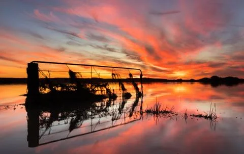 Floodway Sunset Gate Stock Photos