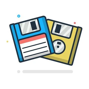 Floopy data disk retro vintage 80s 90s diskette cartoon flat style Stock Illustration