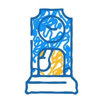 Floor antique clock icon doodle illustration Ilustración de archivo