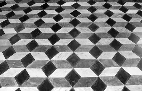 Floor background made with moving cubes tiles with 3D effect Foto stock