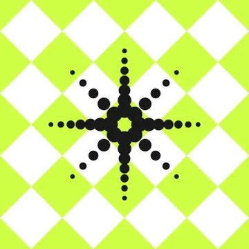 Floor ceramic tiles pattern green with black star Stock Illustration