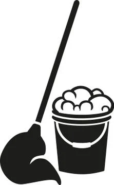Floor cleaning bucket with mop Stock-Illustration