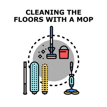 Floor cleaning equipment vector icon set concept Stock Illustration