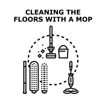 Floor cleaning equipment vector icon set concept Stock Illustration