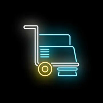 Floor cleaning machine neon glowing outline icon Stock Illustration