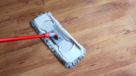 Floor cleaning with mop Stock Footage 56305361