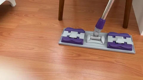 Floor Cleaning Mop Head Close Up on Wooden Surface Stock Footage 333683016