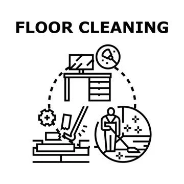 Floor cleaning process concept vector illustration Stock Illustration