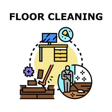 Floor cleaning process concept vector illustration Stock Illustration