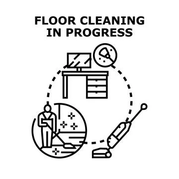 Floor cleaning in progress abstract concept process Stock Illustration