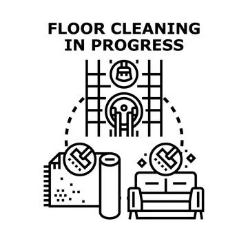 Floor cleaning in progress abstract concept illustration Stock Illustration