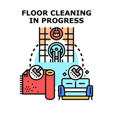Floor cleaning in progress abstract concept illustration Stock Illustration