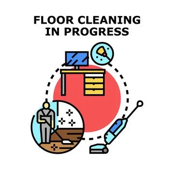 Floor cleaning in progress abstract concept process Stock Illustration