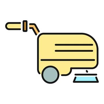 Floor cleaning sweeping machine flat line vector icon Stock Illustration