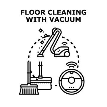 Floor cleaning tools for home and office hygiene Stock Illustration