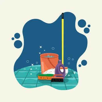 Floor cleaning Tools vector illustration Stock Illustration