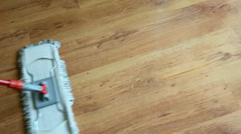 Floor cleaning using house mop Stock Footage 56476137