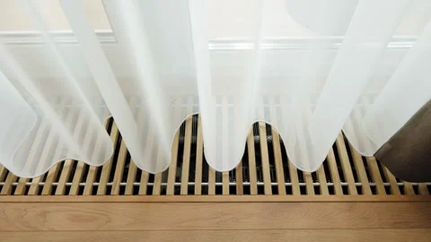 In-floor convector heating system with elegant wooden grille 스톡 동영상 321409033