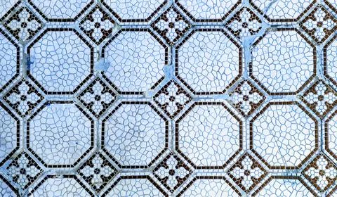The floor features a mosaic of octagonal shapes and detailed patterns made fr 库存照片