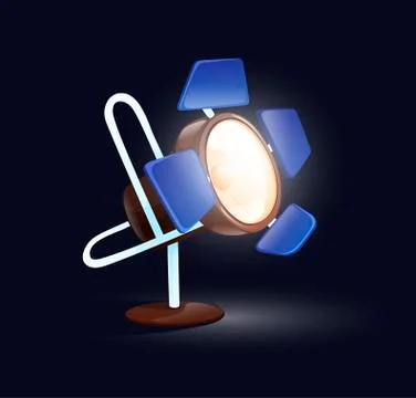 Floor floodlight. Studio shooting light, 3d vector Stock Illustration