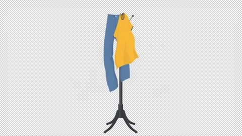 Floor hanger. Hang clothes on the clothes rack. Cartoon Stock Footage 165089986