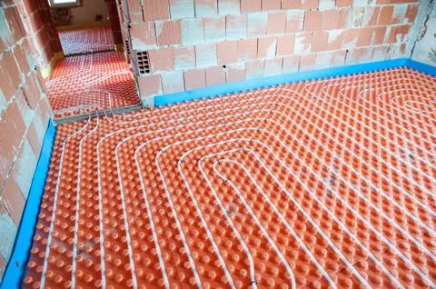 Floor heating installation Stock Photos