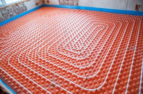 Floor heating installation Foto stock