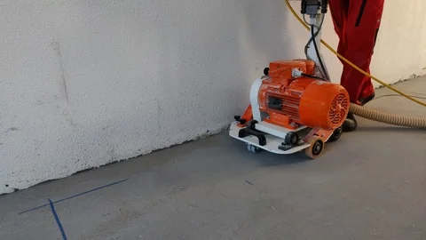 Floor Heating Milling Saw Machine 45 Angle Towards Camera Stock Footage 109107479
