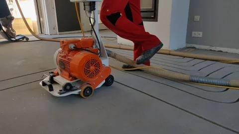 Floor Heating Milling Saw Machine Sideways Right to Left Stock Footage 109107519