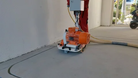 Floor Heating Milling Saw Machine 45 Angle Towards Camera Smooth Panning Stock Footage 109107551