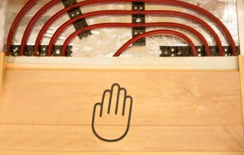 Floor heating pipe. Installation of engineering systems in a building. Fotos de archivo