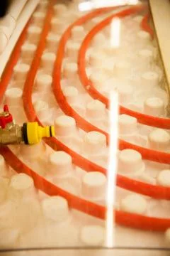 Floor heating pipe. Installation of engineering systems in a building. Stock Photos