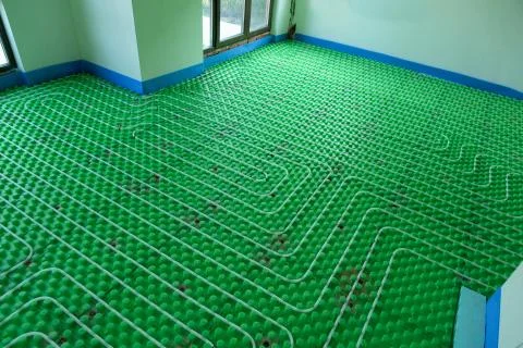 The floor heating system- home installation Stock Photos