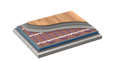 Floor heating system installing concept Stock Footage 282583783