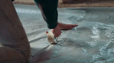 Floor Insulation With Styrofoam Before Concreting Stock Footage 54960857