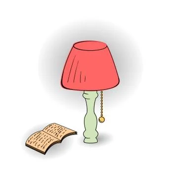 Floor lamp and a book. vector illustration. Stock Illustration