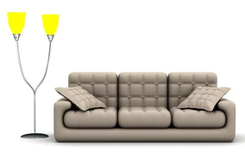 Floor lamp and sofa on a white background Stock Illustration